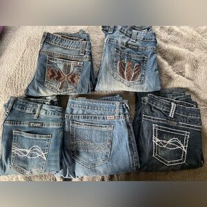 Lot of Cruel and Cowgirl Tuff Jeans - Long & XLong. Sizes 28-30.
